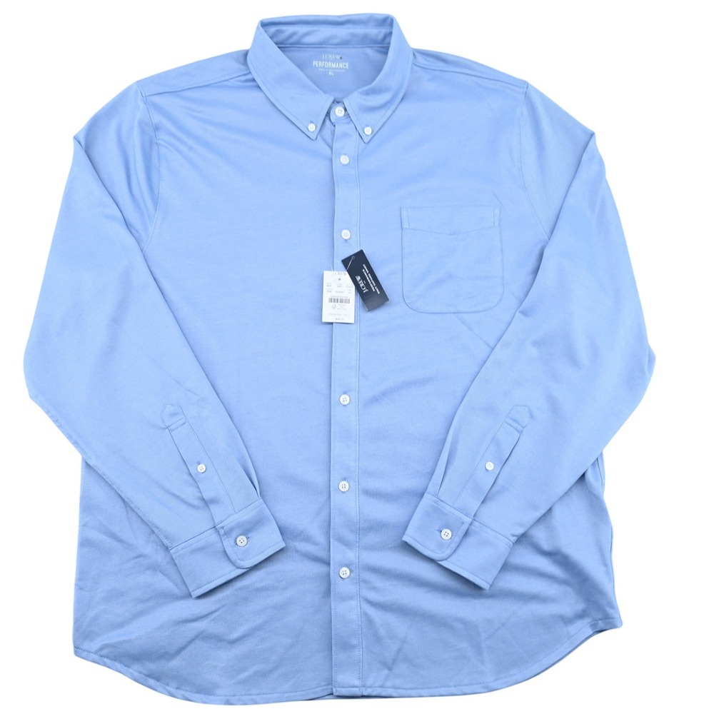 NWT J. Crew Performance Knit Oxford Shirt XL Preppy Periwinkle Blue Long Sleeve